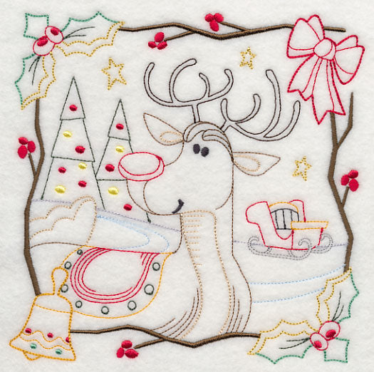 Country Christmas Square - Rudolph (Vintage)