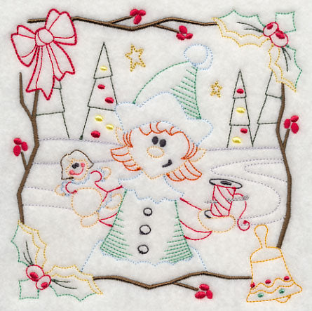 Country Christmas Square - Girl Elf (Vintage)