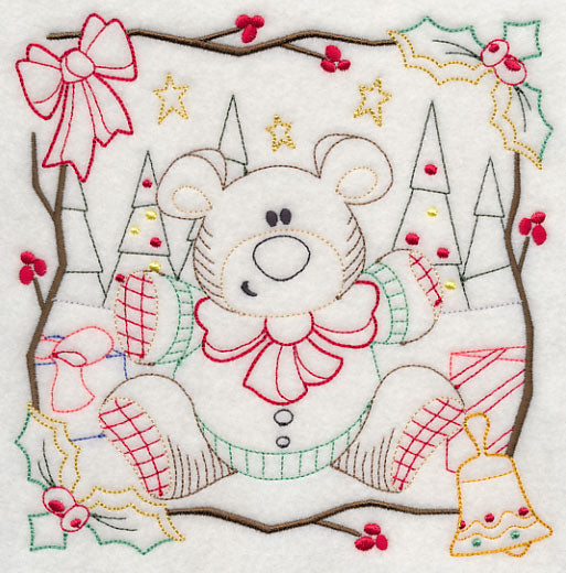 Country Christmas Square - Teddy Bear (Vintage)