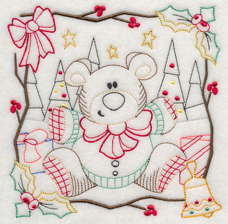 Country Christmas Square - Teddy Bear (Vintage)