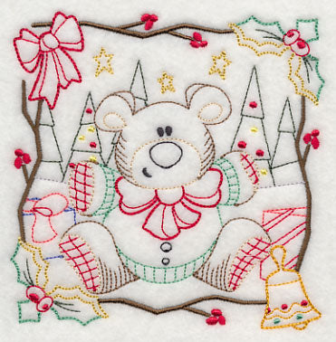 Country Christmas Square - Teddy Bear (Vintage)