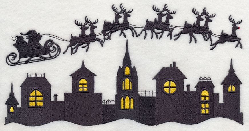 Christmas Flight Silhouette with Rudolph