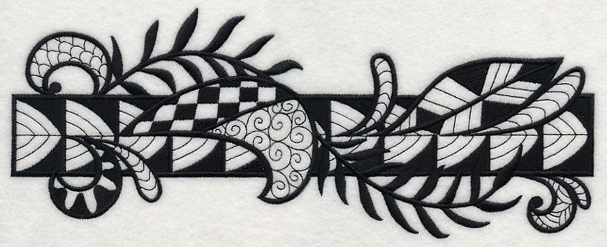 Flowers and Leaves Border (Blackwork)