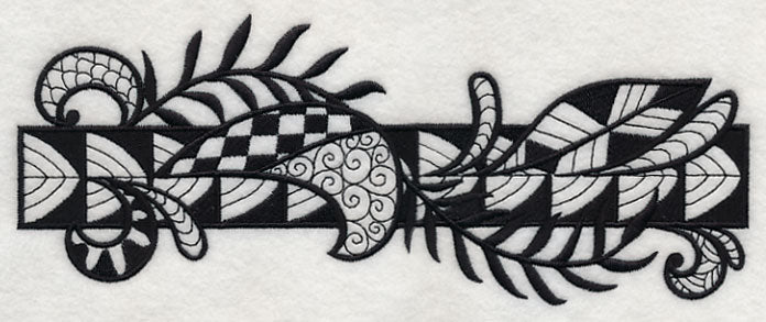 Flowers and Leaves Border (Blackwork)