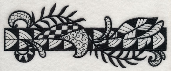 Flowers and Leaves Border (Blackwork)