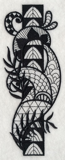 Flowers and Leaves Vertical Border (Blackwork)