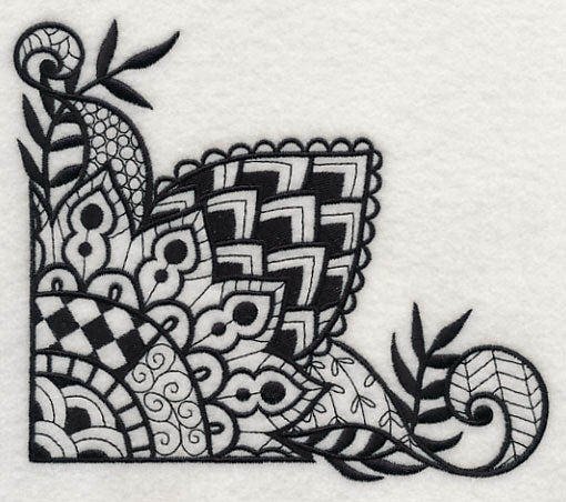 Flowers and Leaves Corner (Blackwork)