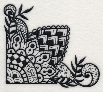 Flowers and Leaves Corner (Blackwork)