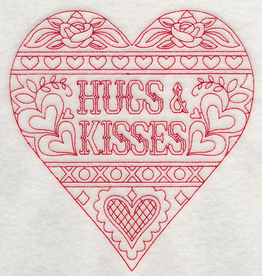 Hugs & Kisses (Redwork)