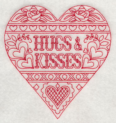 Hugs & Kisses (Redwork)