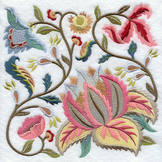Jacobean Summer Flowers Square 1