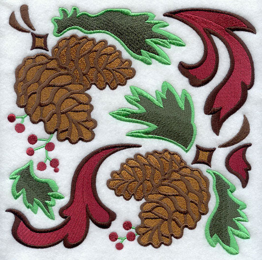 Arts and Crafts Pine Boughs and Cones Square