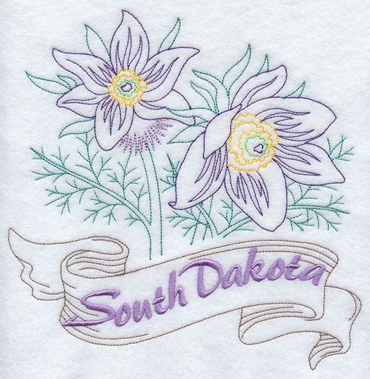 South Dakota - Pasque Flower (Redwork)