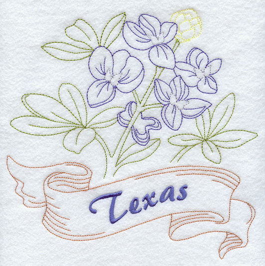 Texas - Bluebonnet (Redwork)