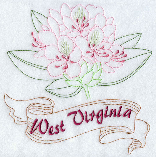 West Virginia - Rhododendron (Redwork)