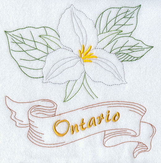 Ontario - White Trillium (Redwork)