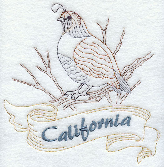 California - Quail (Redwork)