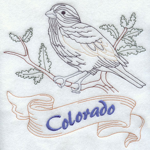 Colorado - Lark Bunting (Redwork)