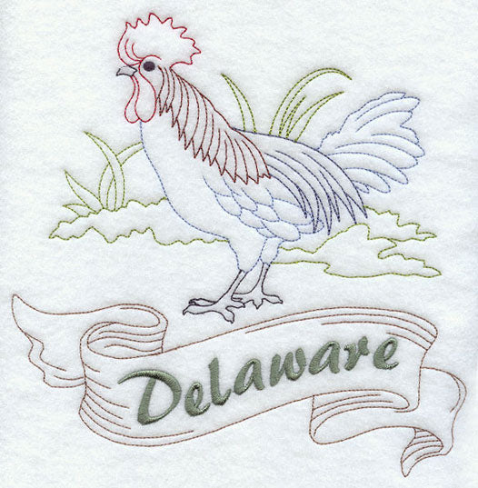 Delaware - Blue Hen Chicken (Redwork)