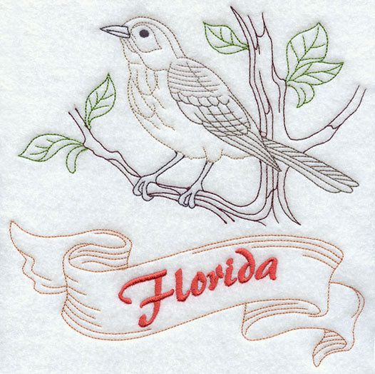 Florida - Mockingbird (Redwork)