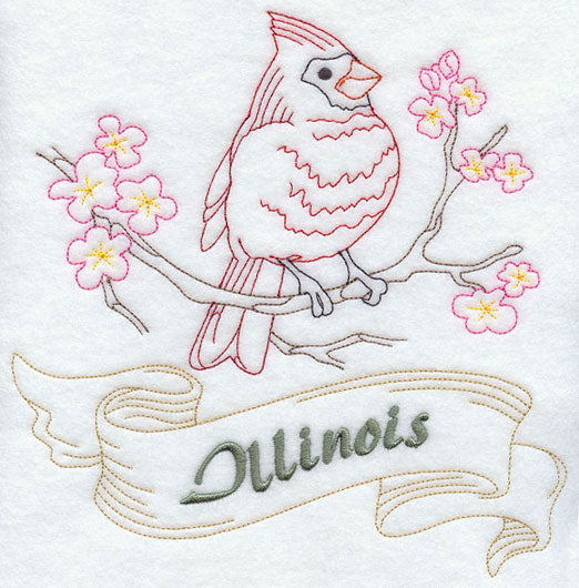 Illinois - Cardinal (Redwork)