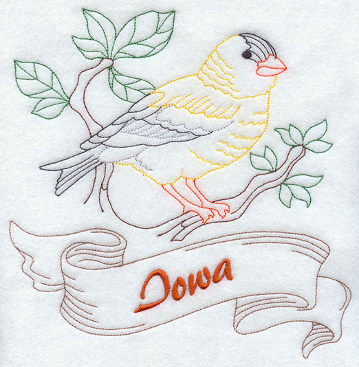 Iowa - Eastern Goldfinch (Redwork)