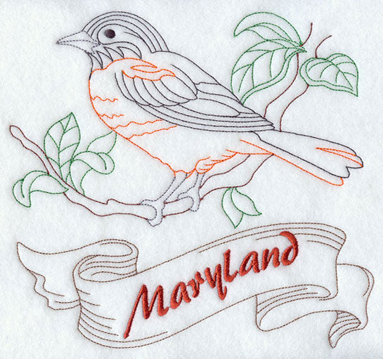 Maryland - Baltimore Oriole (Redwork)