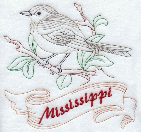 Mississippi - Mockingbird (Redwork)