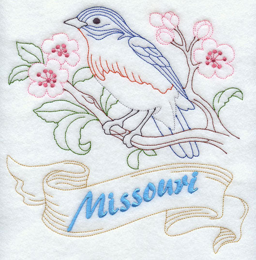 Missouri - Bluebird (Redwork)