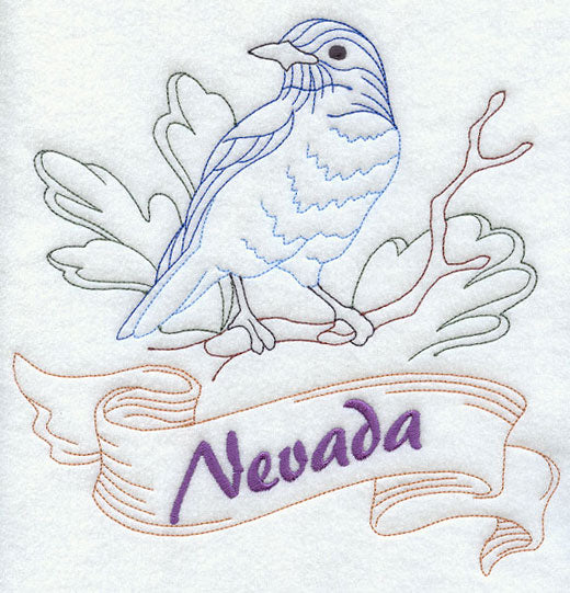 Nevada - Mountain Bluebird (Redwork)