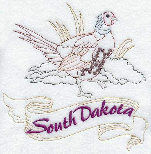 South Dakota - Ring-Necked Pheasant (Redwork)
