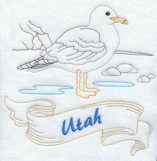 Utah - California Gull (Redwork)