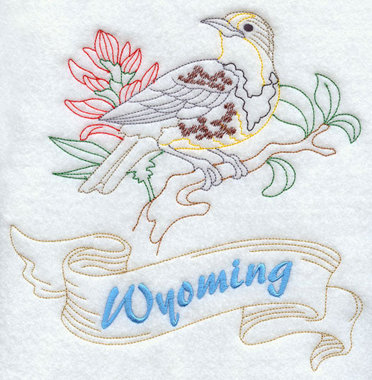 Wyoming - Western Meadowlark (Redwork)