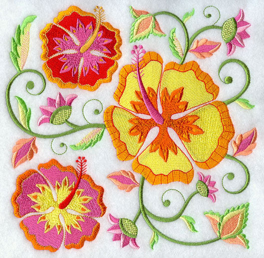 Jacobean Hibiscus Square