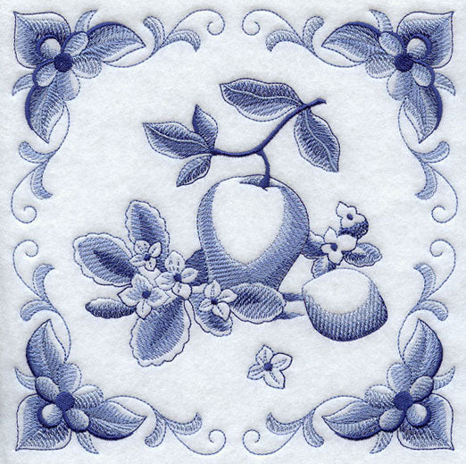 Delft Blue Kalanchoe and Fruit Square