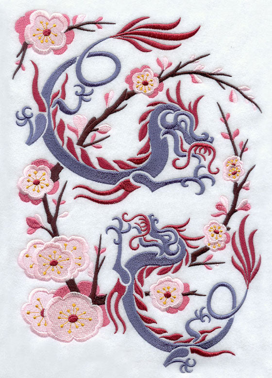 Asian Dragons in Cherry Blossoms