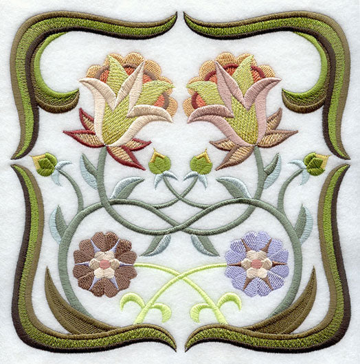 Art Nouveau Floral Square 6