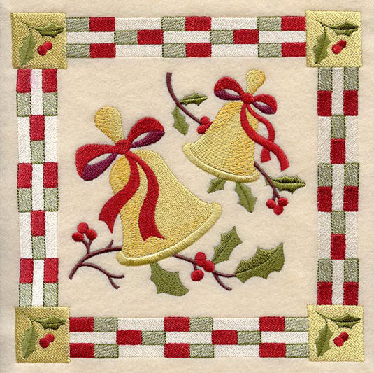 Bells and Holly Christmas Square