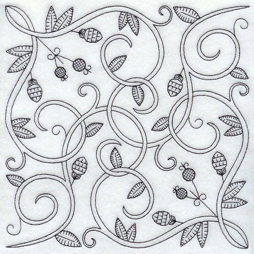Scrolling Vines Square (Blackwork)
