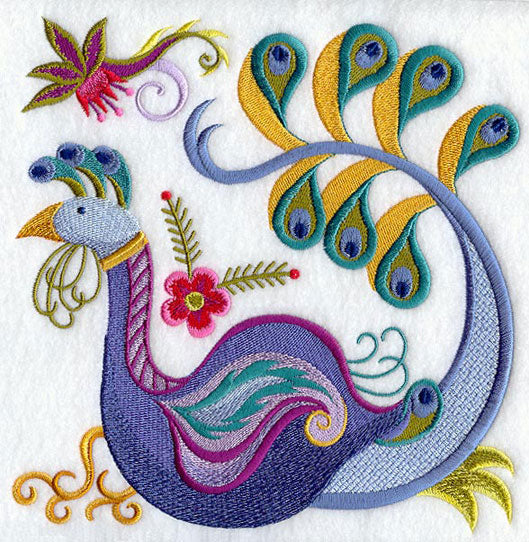 Jacobean Peacock Square