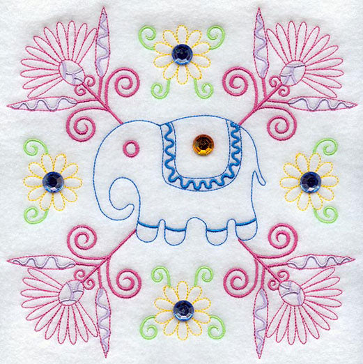 Kashmir Elephant Square (Crystals)