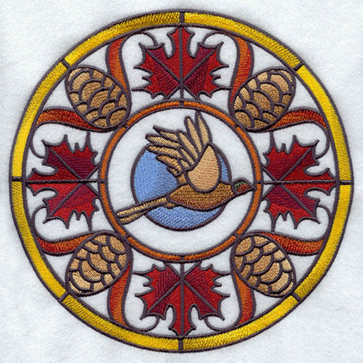 Pheasant in Autumn Stained Glass