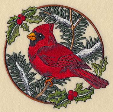 Cardinal in Christmas Blooms - Male