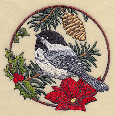 Chickadee in Christmas Blooms