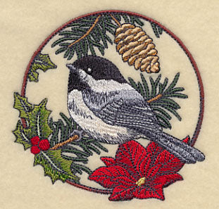 Chickadee in Christmas Blooms