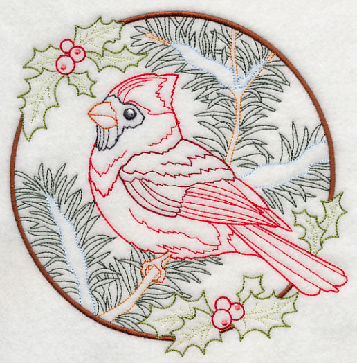 Cardinal in Christmas Blooms - Male (Vintage)