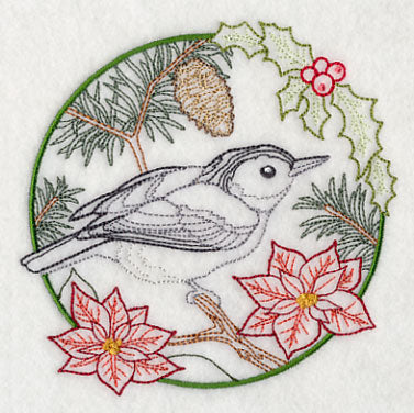 Nuthatch in Christmas Blooms (Vintage)