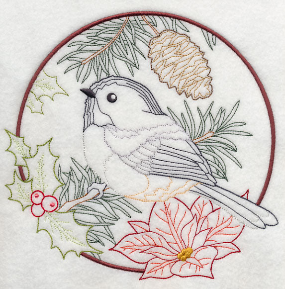 Chickadee in Christmas Blooms (Vintage)