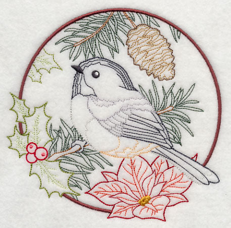Chickadee in Christmas Blooms (Vintage)