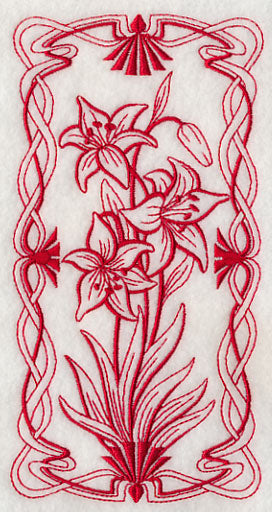 Art Nouveau Scarlet Lily (Redwork)